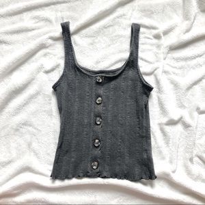 Button-Down Dark Gray Regular Length Tank Top